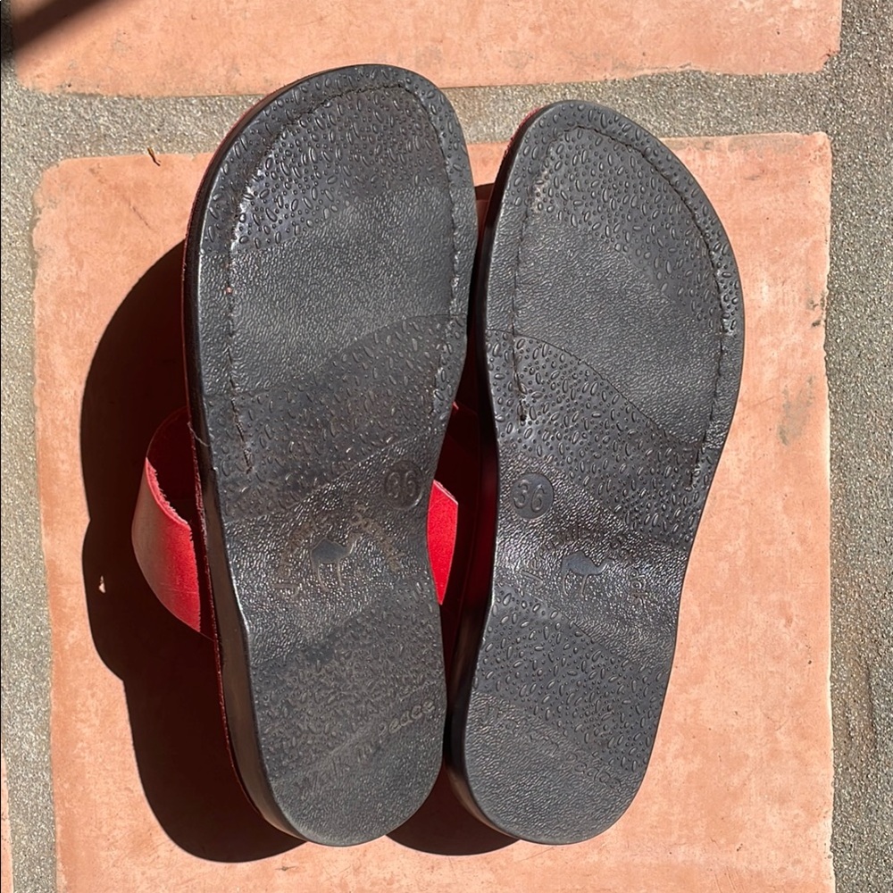 Red Leather Sandals - Picture 2 of 5